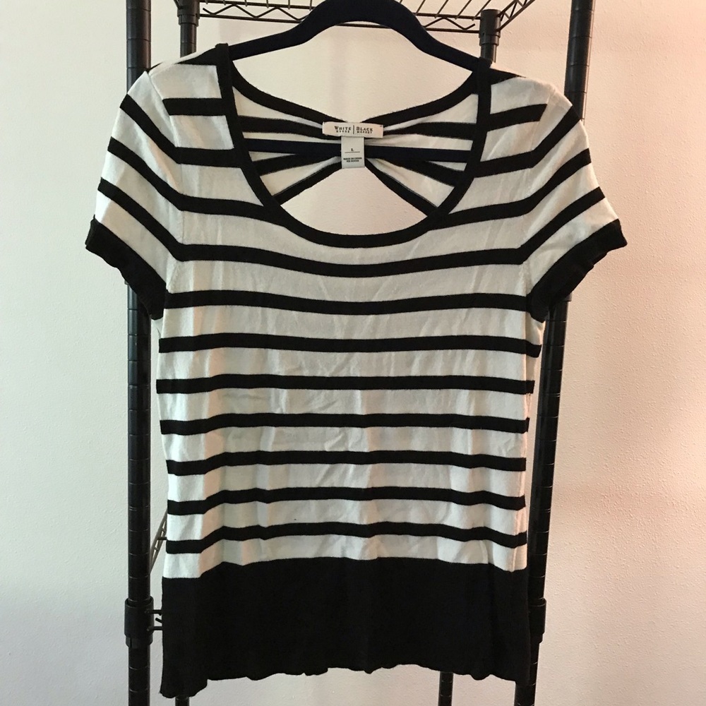 White House Black Market white/black stripe blouse